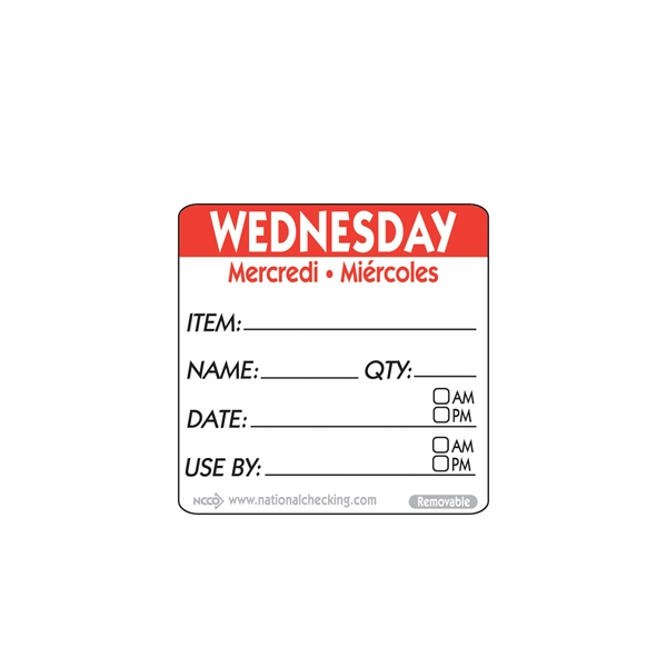 GENWARE | 50MM WEDNESDAY REMOVABLE DAY LABEL X 500 | RIDU2203R
