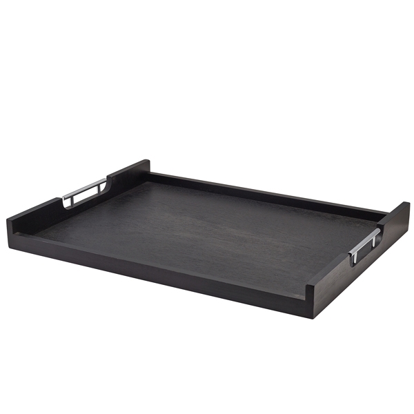 GENWARE | LOW WALL BUTLERS TRAY WITH METAL HANDLES 65 X 49CM | BTM6549BK-LW