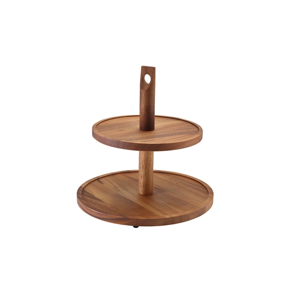 GENWARE |  ACACIA WOOD TWO TIER CAKE STAND | WDCS2