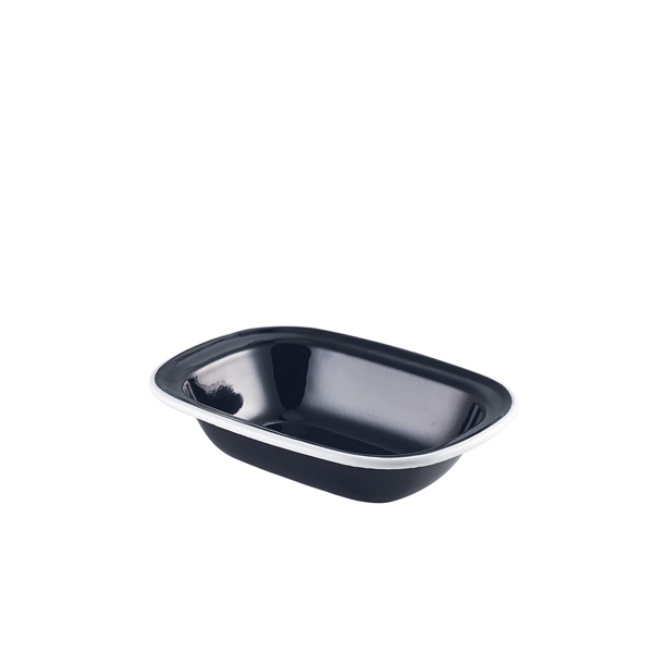 GENWARE | ENAMEL PIE DISH BLACK WITH WHITE RIM 18CM X 12 | 44018BK