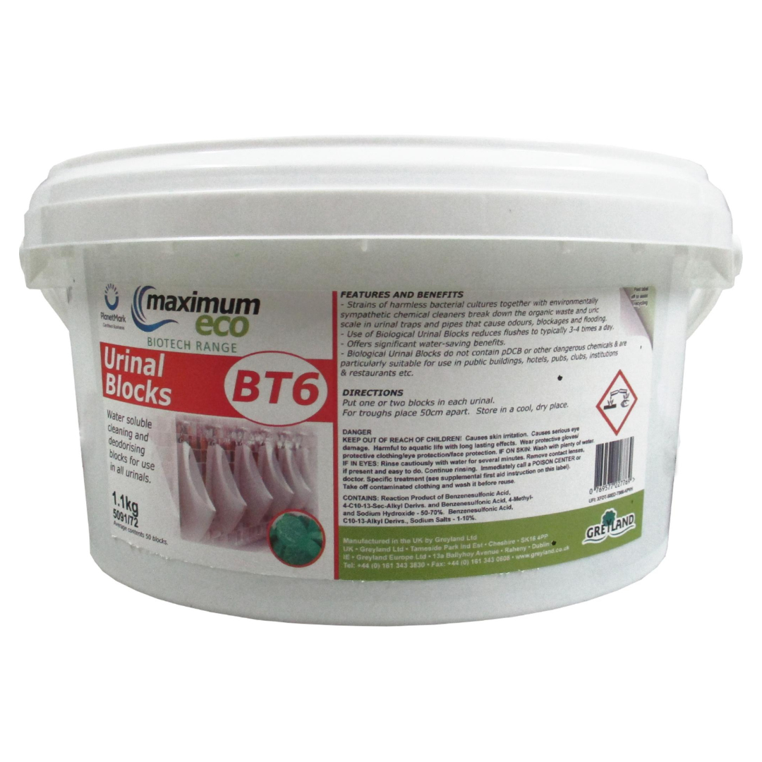 GREYLAND | MAXIMUM ECO BIOTECH BT6 URINAL BLOCKS X 1.1KG TUB | 5091/72