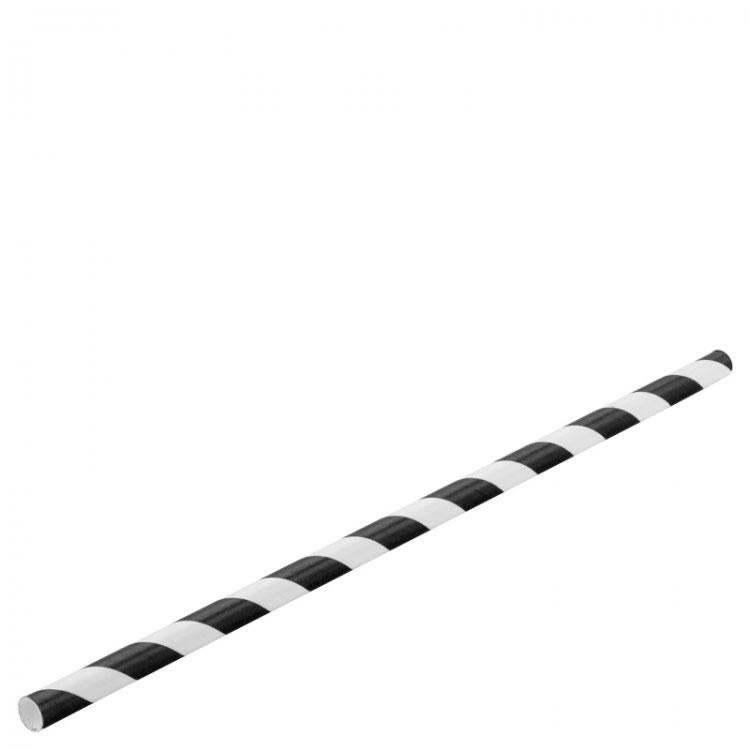 8″ PAPER STRAWS BLACK AND WHITE- 6MM BORE COMPOSTABLE X 250 | STRAWPBW