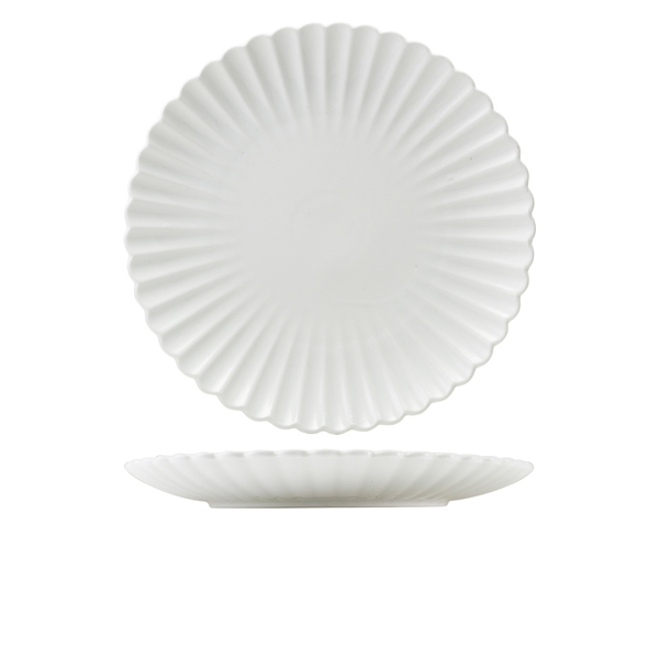 GENWARE | INCISE PORCELAIN SCALLOPED COUPE PLATE 30CM X 6 | CP-ISC30