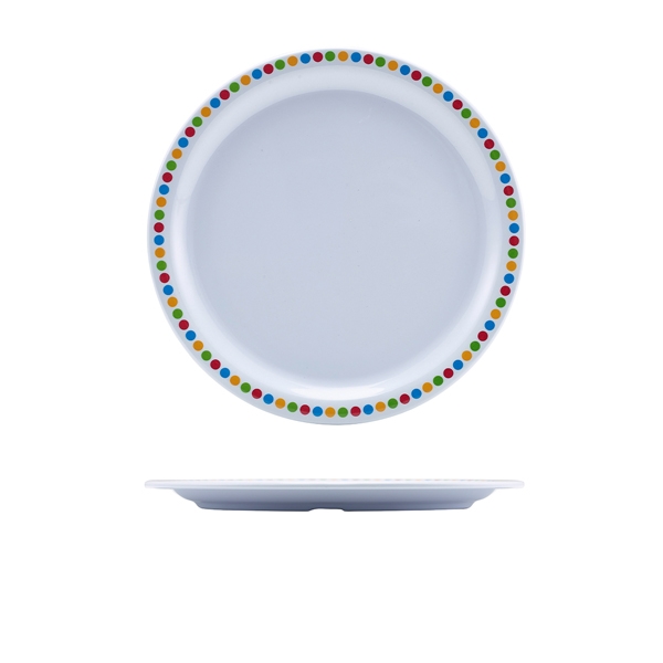 GENWARE | MELAMINE COLOURED CIRCLES PLATE 22.5CM X 12 | MEL9PL-CC