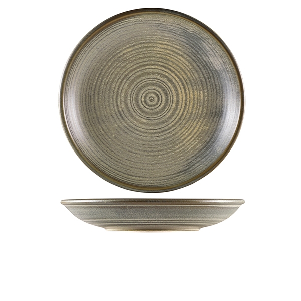 GENWARE | TERRA PORCELAIN MATT GREY DEEP COUPE PLATE 28CM X 3 | DC-PMG28