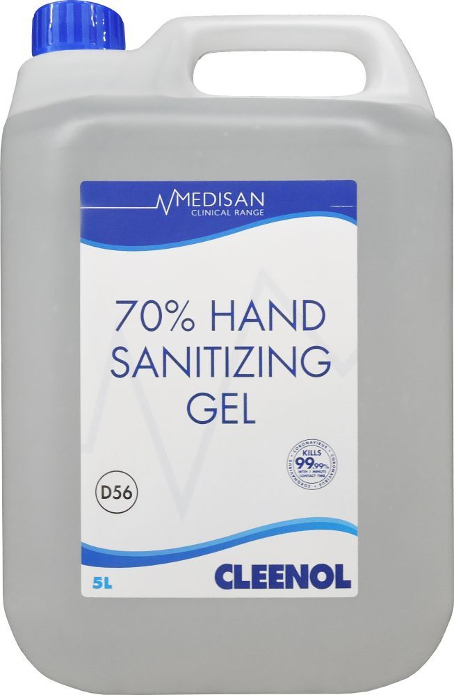 CLEENOL |  MEDISAN 70% ALCOHOL HAND SANITISER GEL X 5 LTR | 77123 | 77123