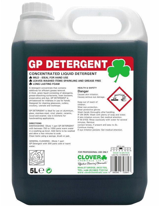 CLOVER (CHRISTEYNS) | GP DETERGENT WASHING UP LIQUID X 5 LTR | 418