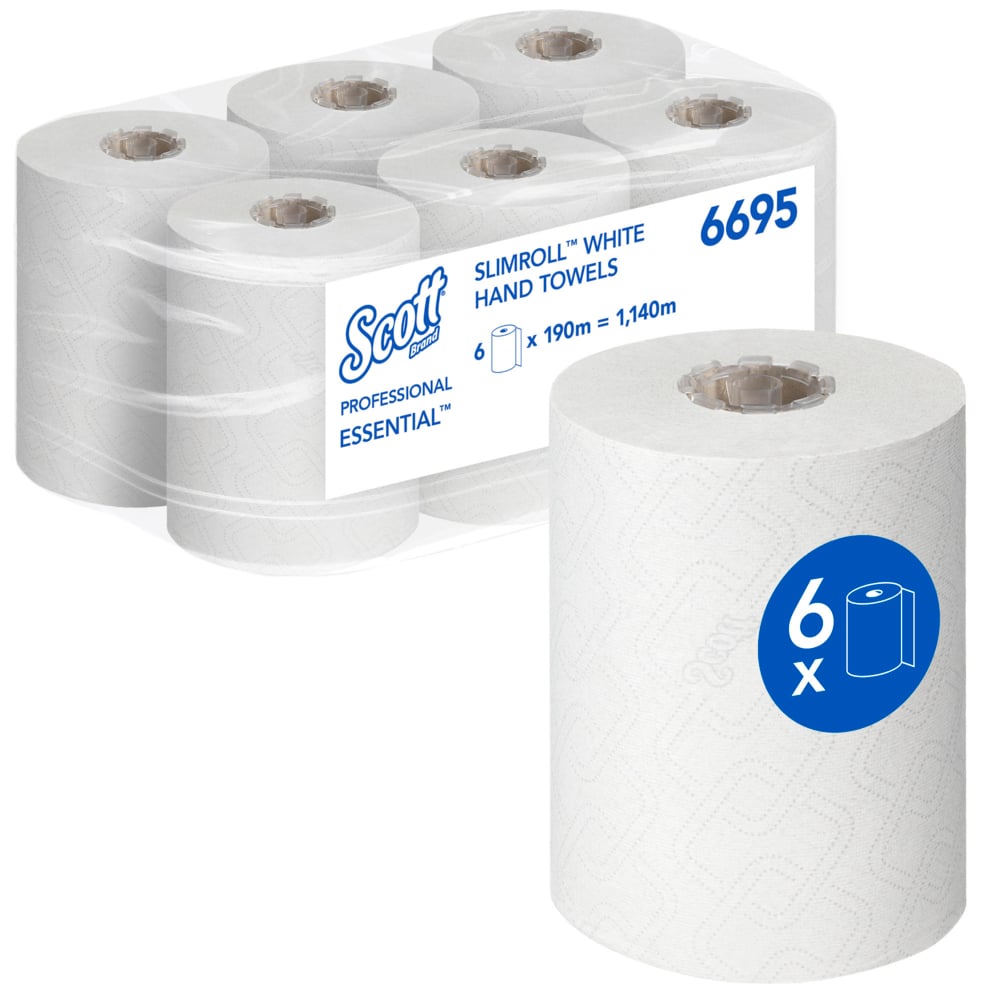 KIMBERLY CLARK | SCOTT ESSENTIAL SLIMROLL WHITE TOWEL X 6 | KC6695
