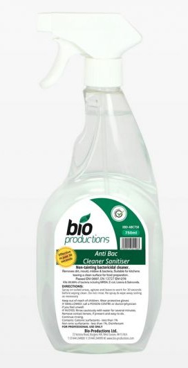 BIO PRODUCTIONS | ANTIBACTERIAL CLEANER SANITISER X 750ML | XBD750-ABC