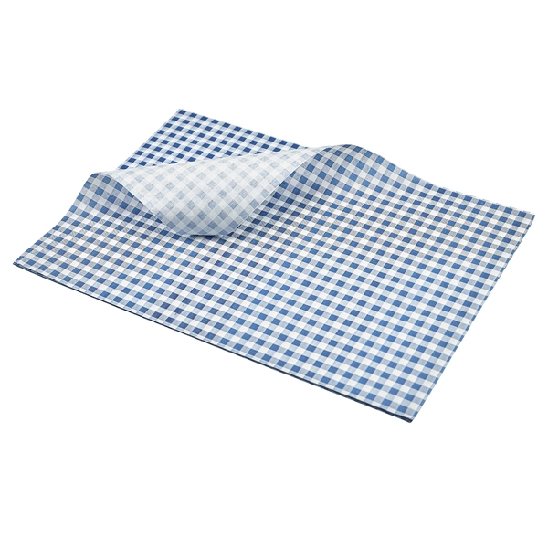 GENWARE | GREASEPROOF PAPER BLUE GINGHAM PRINT 35 X 25CM | PN1487LGB