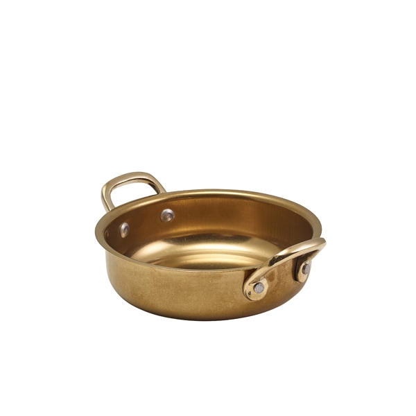 GENWARE | GOLD VINTAGE STEEL ROUND DISH 13.5 X 3.75CM X 6 | SRD14GDV