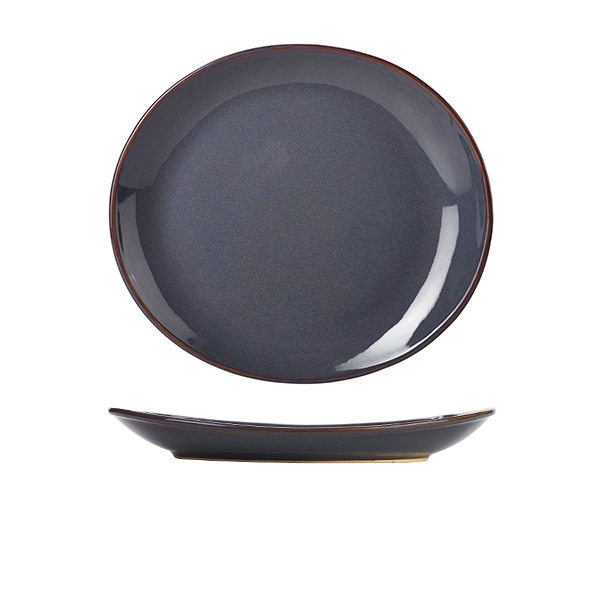 GENWARE | RUSTIC STONEWARE BLUE OVAL PLATE 29.5 X 26CM X 6 | PL-BL29