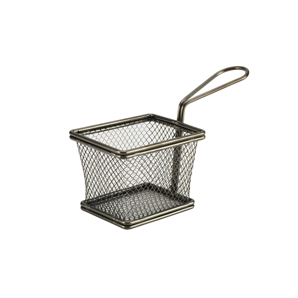 GENWARE | BLACK SERVING FRY BASKET RECTANGULAR 10 X 8 X 7.5CM X 6 | SVB1008BK