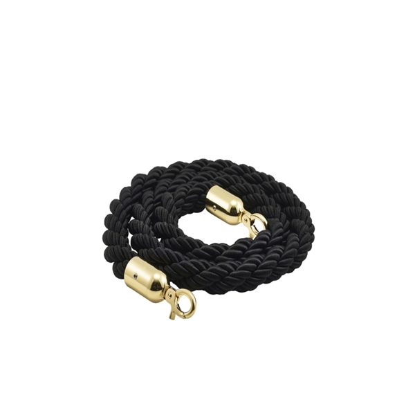 GENWARE | BARRIER ROPE BLACK- BRASS PLATED ENDS | BR-BKBP