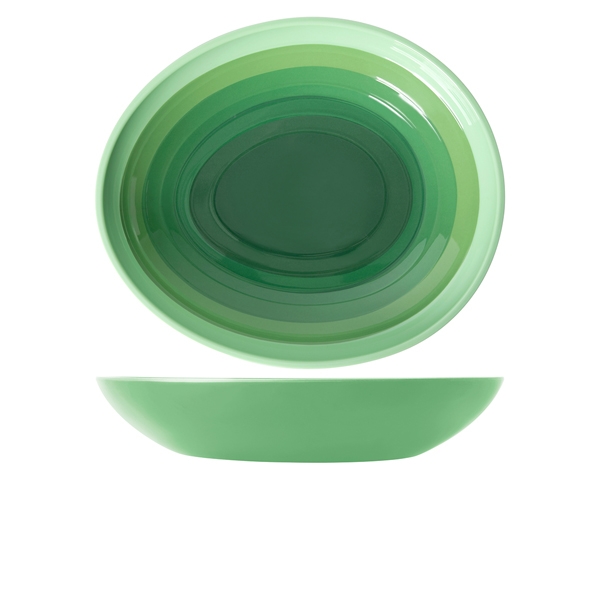 GENWARE | SHOOTS GREEN ATLANTIS MELAMINE OVAL BOWL 38 X 32.5 X 7CM | AL382857