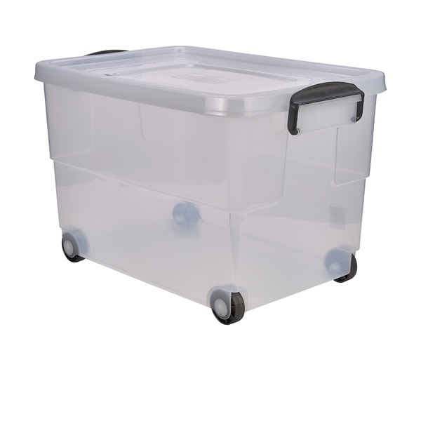 GENWARE | STORAGE BOX 60L W/ CLIP HANDLES ON WHEELS X 4 | 10260