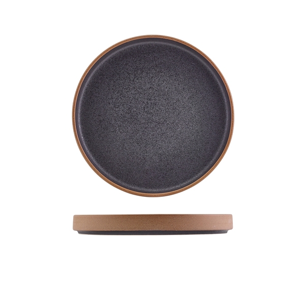 GENWARE | KAVA BLACK STONEWARE RAW WALL PRESENTATION PLATE 20CM X 6 | LPR-KBK20