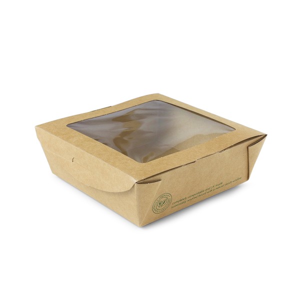 VEGWARE | WINDOW BOX MEDIUM BROWN 650ML X 300ML | 01VWPASTA | 42224