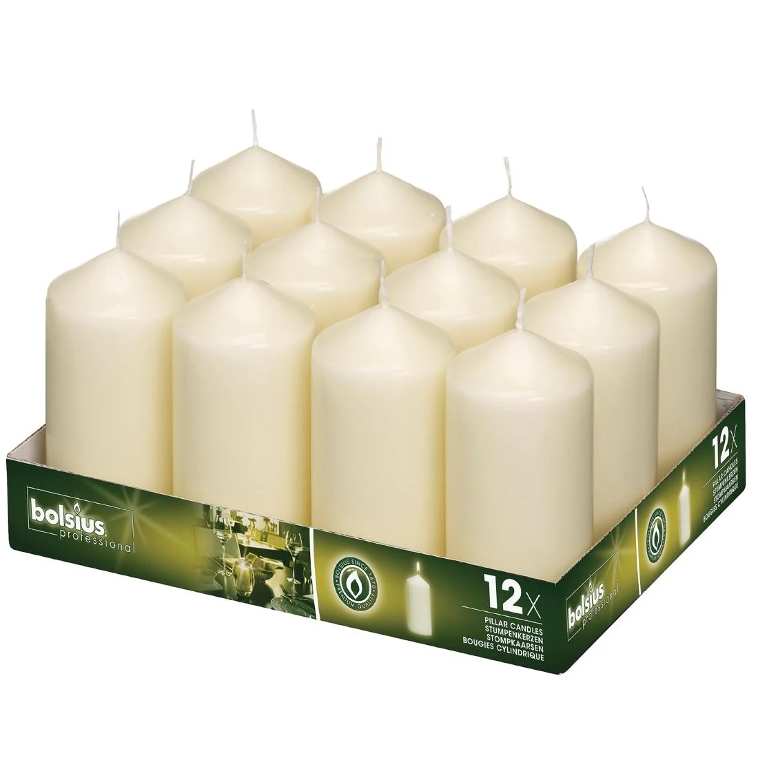BOLSIUS | PILLAR CANDLE IVORY 12CM X12 | DB087