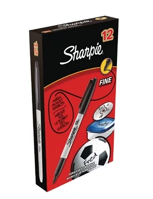 SHARPIE |  FINE PERMANENT MARKER BLACK X 12 | DE702