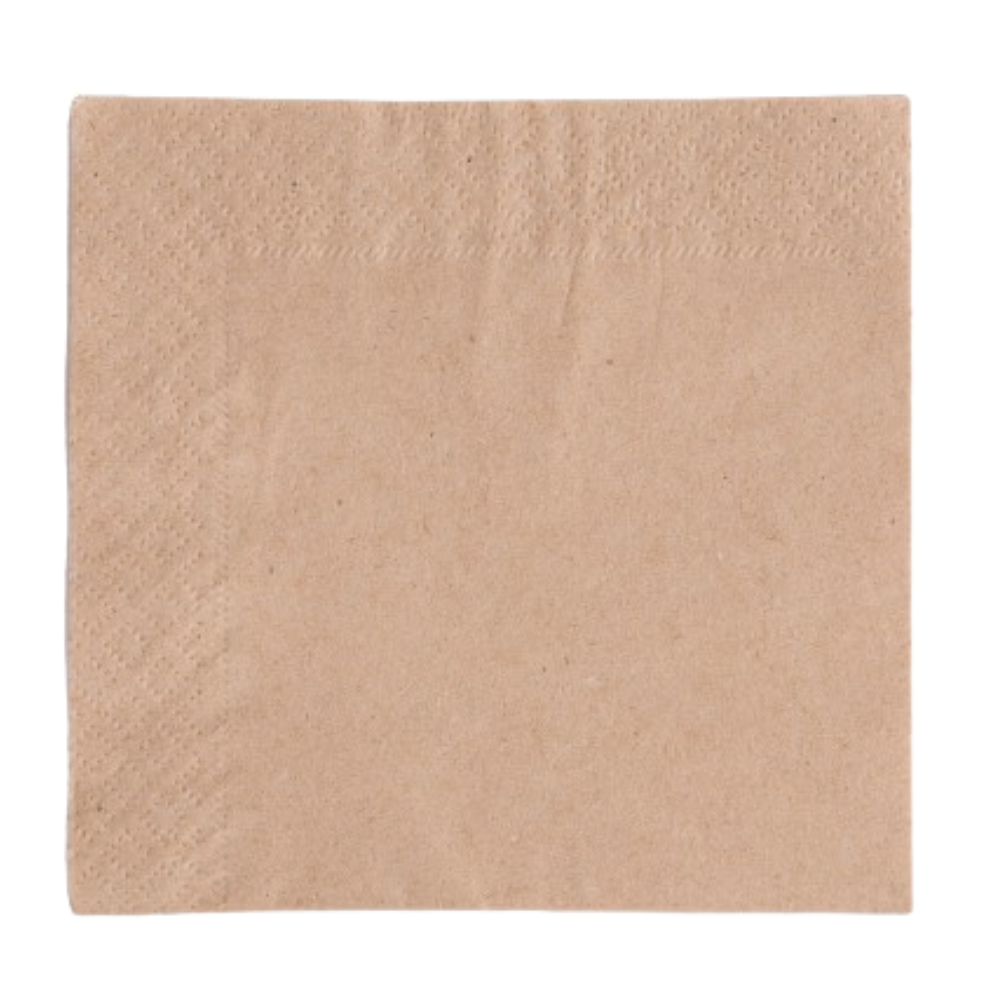 VEGWARE | 2PLY 4 FOLD UNBLEACHED LUNCH NAPKIN 33 X 33CM X 2000 | 202000 | 42402