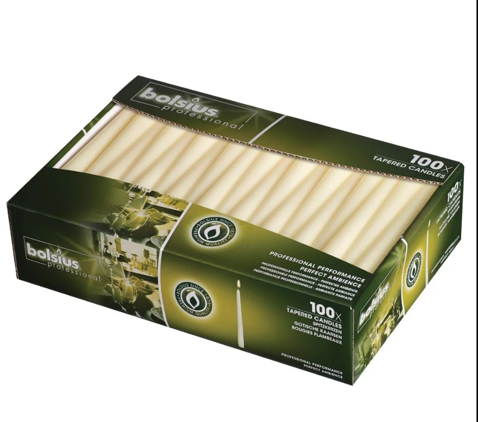 BOLSIUS |  TAPERED IVORY CANDLES 10 INCH X 100 | P962