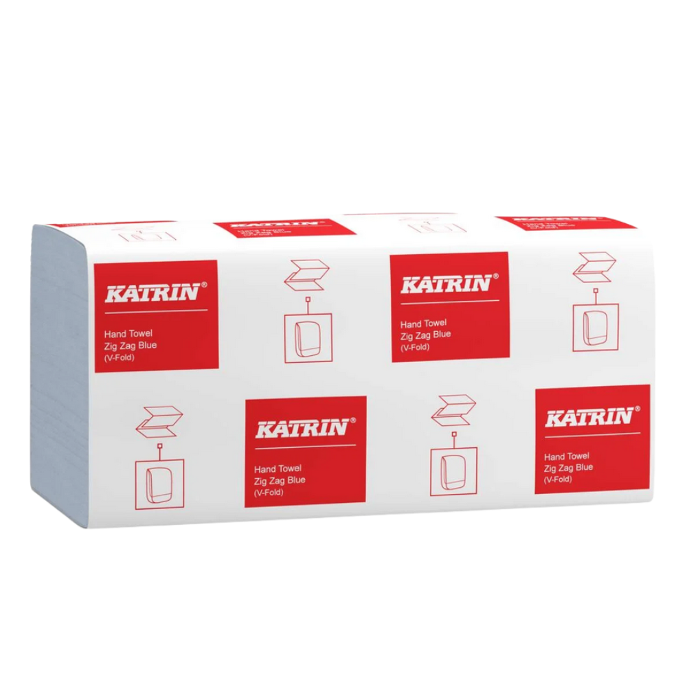 KATRIN | 1 PLY BLUE ZIG ZAG HAND TOWELS X 5000 | 362200