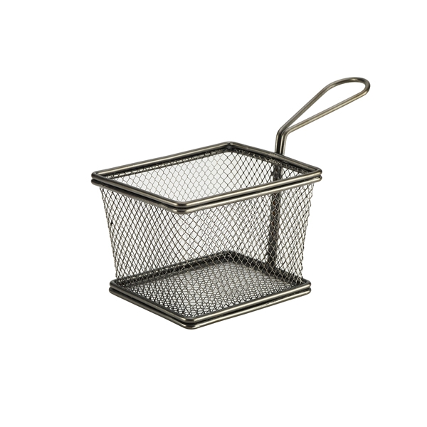 GENWARE | BLACK SERVING FRY BASKET RECTANGULAR 12.5 X 10 X 8.5CM X 6 | SVB1210BK