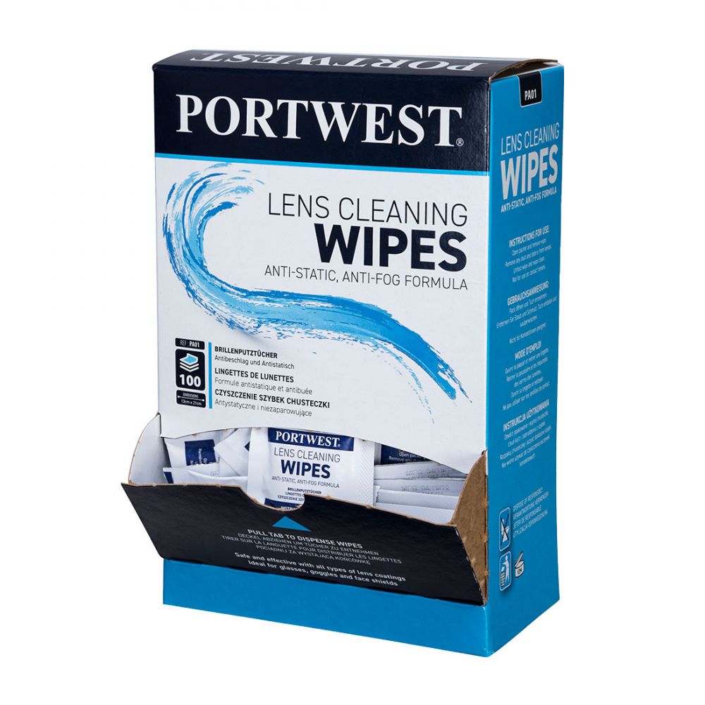 PORTWEST | LENS CLEANING TOWELETTES X 100 | PA01WHR