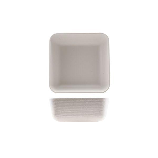 GENWARE | MELAMINE WHITE JUTE SQUARE BUFFET BOWL 25CM | JT251145
