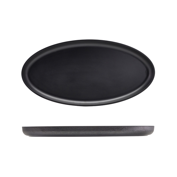 GENWARE | MELAMINE BLACK JUTE OVAL DISH 47.5 X 23.8 X 3.5CM | JT472502