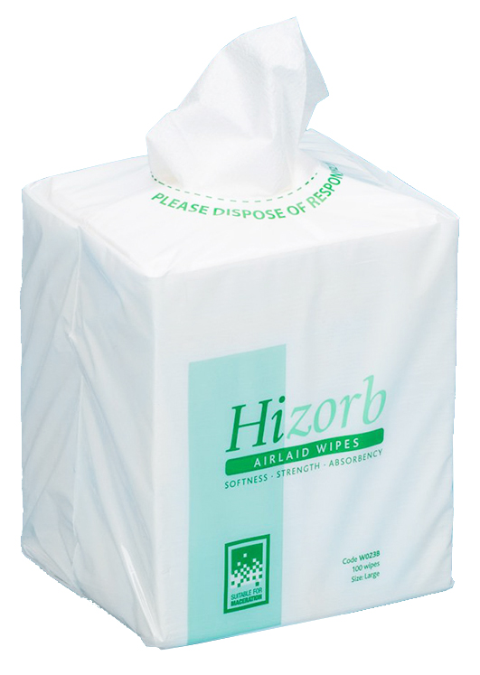 HIZORB |  AIRLAID DRY WIPES X 100 | W023B