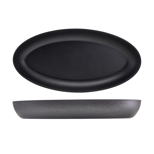 GENWARE | MELAMINE BLACK JUTE DEEP OVAL DISH 55 X 27.5 X 7.5CM | JT550102