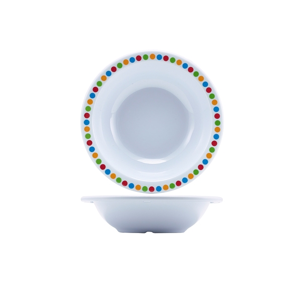 GENWARE | MELAMINE COLOURED CIRCLES OATMEAL BOWL 15.2CM X 12 | MEL6B-CC