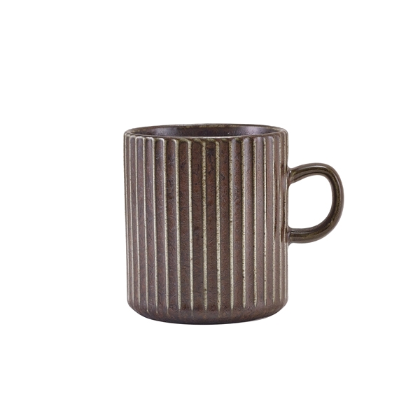 GENWARE | TERRA PORCELAIN BLACK FLUTED MUG 32CL X 6 | MUG-PBKF32