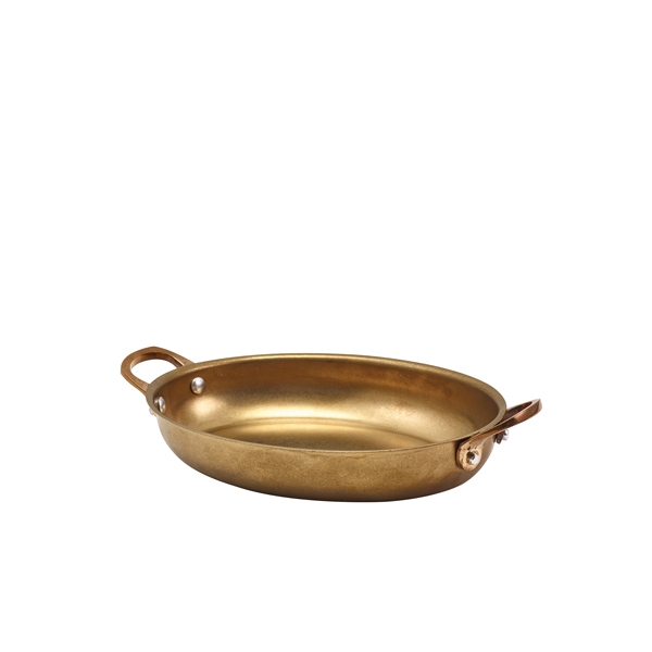 GENWARE | GOLD VINTAGE STEEL OVAL DISH 20.75 X 15.75CM X 6 | SSD21GDV