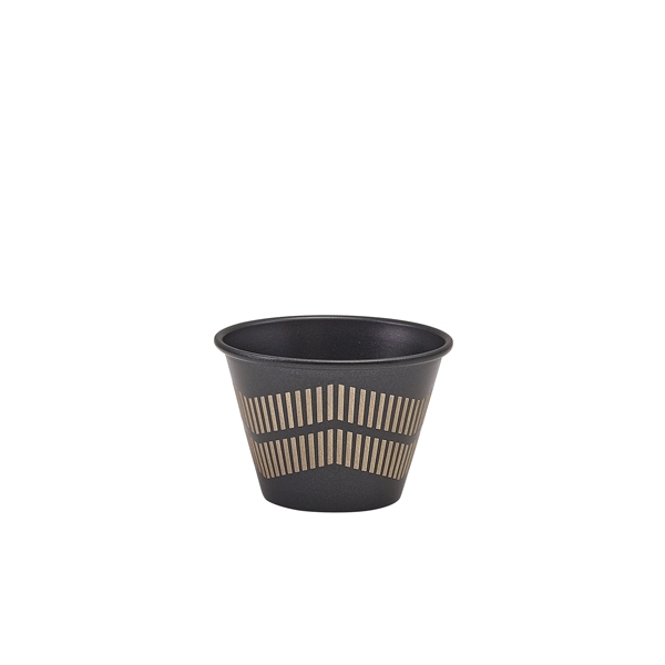 GENWARE | METALLIC BLACK LINED RAMEKIN 71ML X 24 | RAMSTL2MTBK