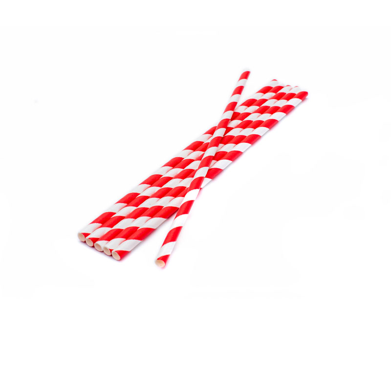 8″ PAPER STRAWS RED AND WHITE- 6MM BORE COMPOSTABLE X 250 | STRAWPRW