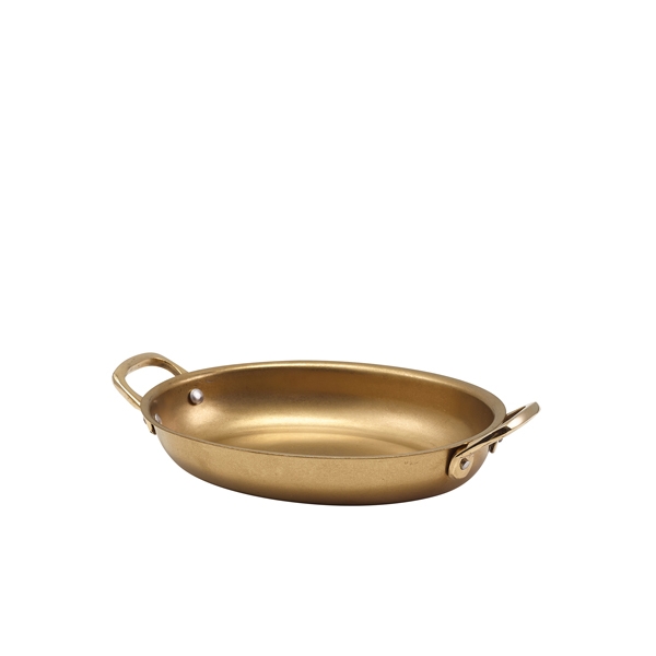 GENWARE | GOLD VINTAGE STEEL OVAL DISH 18.5 X 13.5CM X 6 | SSD18GDV