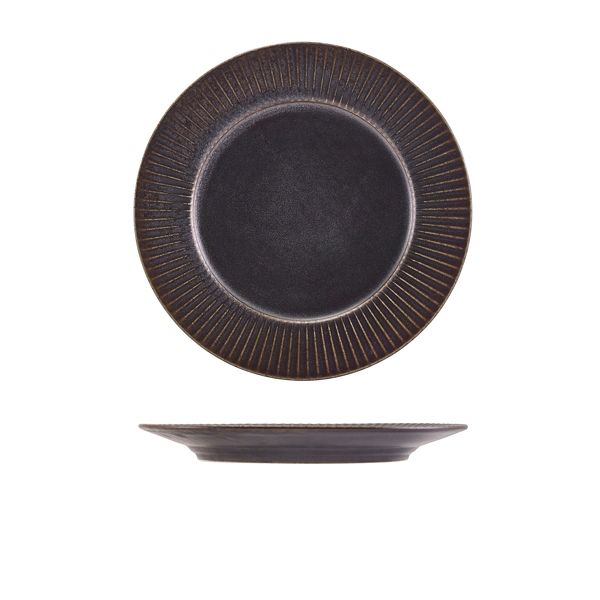 GENWARE | TERRA PORCELAIN BLACK FLUTED WINGED PLATE 21CM X 6 | WP-PBKF21