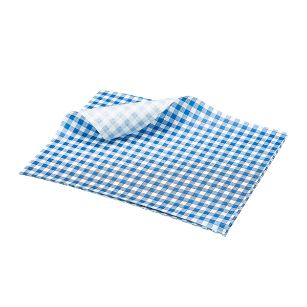 GENWARE | GREASEPROOF PAPER BLUE GINGHAM PRINT 25 X 20CM | PN1487GB