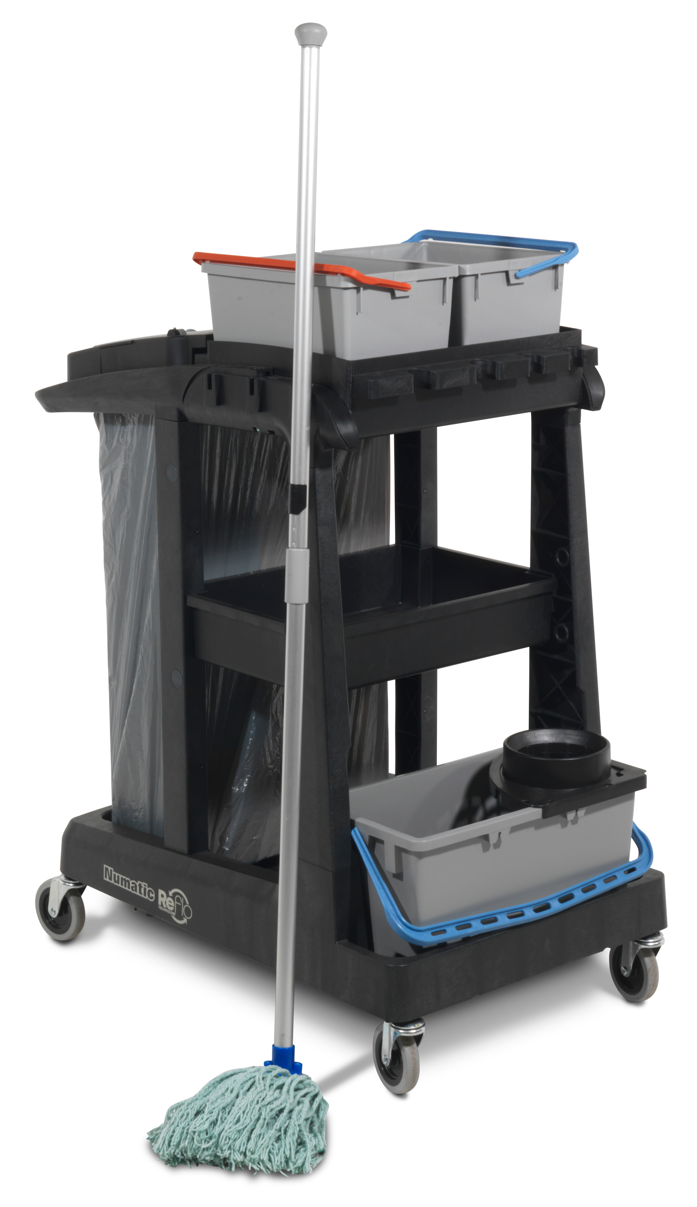 NUMATIC | ECO-MATIC EM1-TM JANITORIAL TROLLEY C/W MOP & BUCKETS | 913343