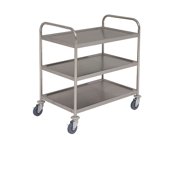 GENWARE | FULLY WELDED STAINLESS STEEL TROLLEY - 3 SHELVES | TROLWELD3S