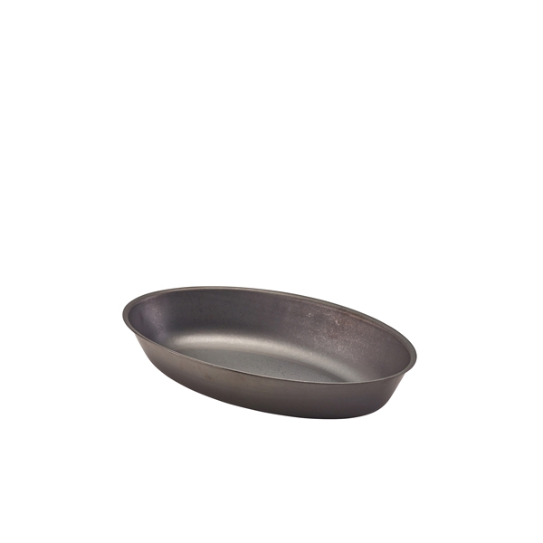 GENWARE | BLACK VINTAGE STEEL OVAL DISH 17.5 X 11CM X 6 | SSD1711BKV