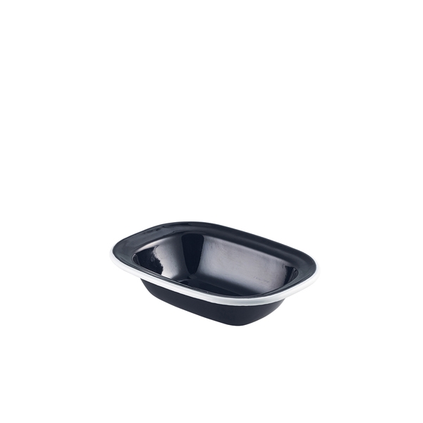 GENWARE | ENAMEL PIE DISH BLACK WITH WHITE RIM 16CM X 12 | 44016BK