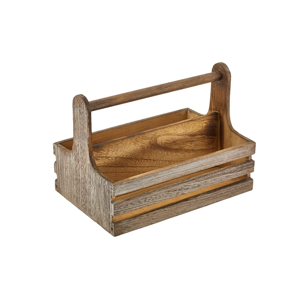 GENWARE | MEDIUM RUSTIC WOODEN TABLE CADDY | RWTC-M