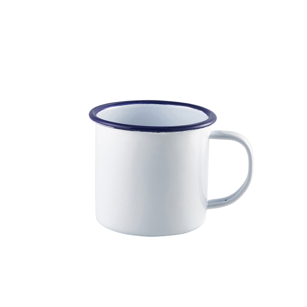 GENWARE | ENAMEL MUG WHITE WITH BLUE RIM 36CL X 12 | 50008