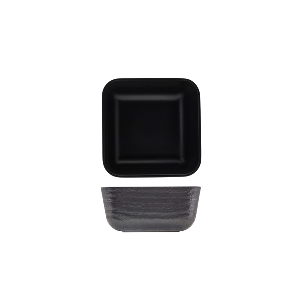 GENWARE | MELAMINE BLACK JUTE SQUARE BUFFET BOWL 20CM | JT201102