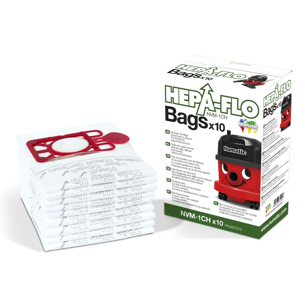 NUMATIC | GENUINE  NVM-1CH HEPAFLO VACUUM BAGS X 10 | 604015