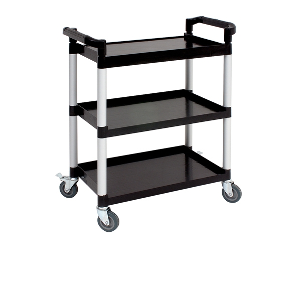 GENWARE | LARGE 3 TIER PP TROLLEY BLACK SHELVES | TROLPL